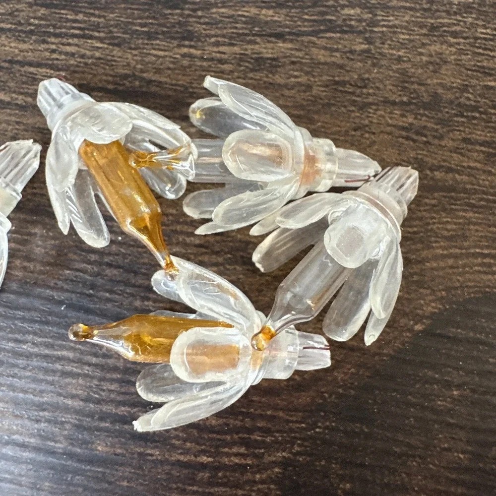 31 Tulip Flower Christmas Mini Lights Push In Lights W: Reflector Covers Vintage